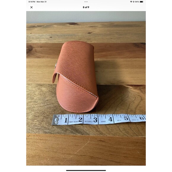 Tony Burch Semi-Hard Sunglasses Case with Magnetic Closure Orange W/Gold Logo - Picture 8 of 9